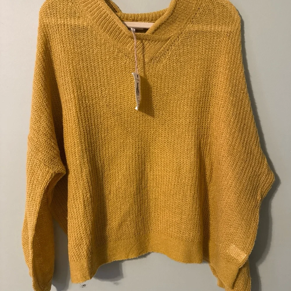 Elegant Sun Burnt Yellow V-Neck Sweater for Women - Picture 1 of 7